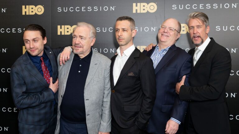 New York, NY - May 22, 2018: Kieran Culkin, Brian Cox, Jeremy Strong, Frank Rich, Alan Ruck attend HBO drama Succession premiere at Time Warner Center (lev radin/shutterstock)