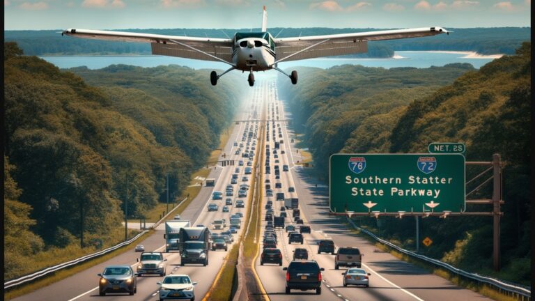 A Piper PA-28 single-engine plane made an unexpected landing on the Southern State Parkway.