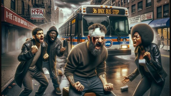 A 35-year-old man was the victim of a violent stabbing and beating on a Bronx MTQ bus.