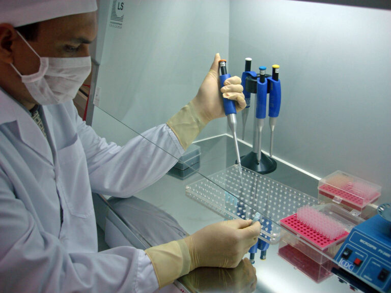 Lab specialist working on avian influenza